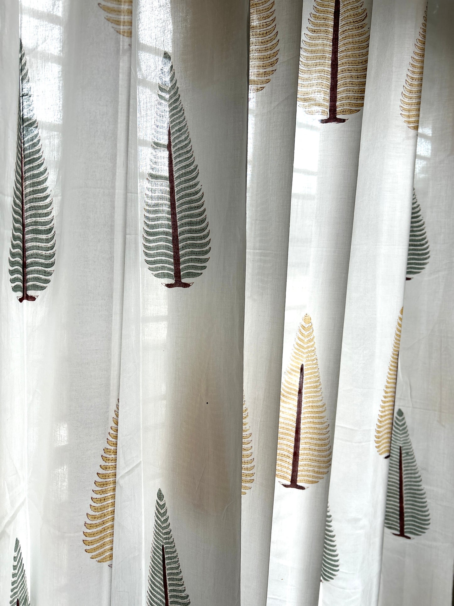 Twin Conifers Block Printed Sheer Curtains