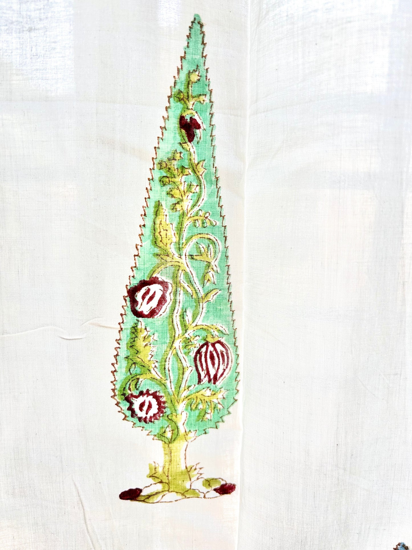 Conifers Block Printed Sheer Curtains