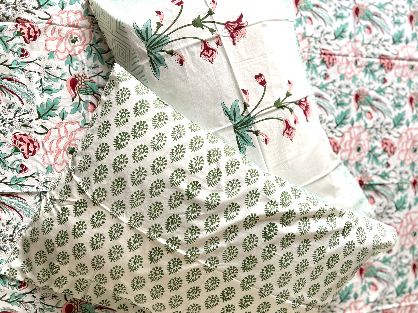 Songbird Block Printed Cotton Bedsheet(108x108)