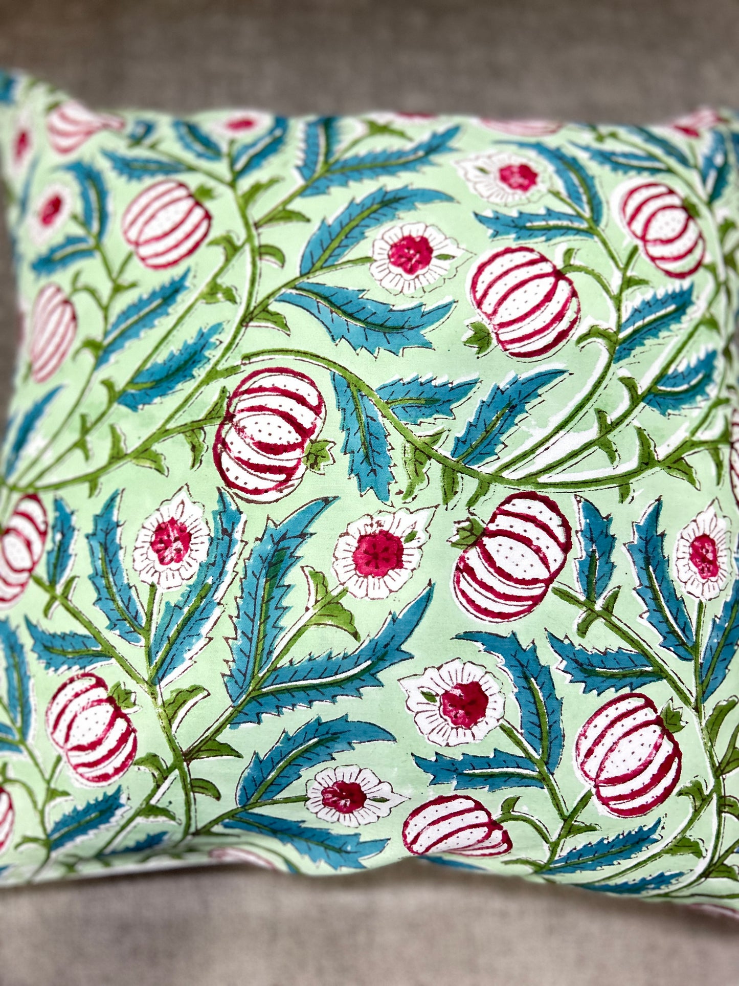 Green Pomegranate Cushion Cover