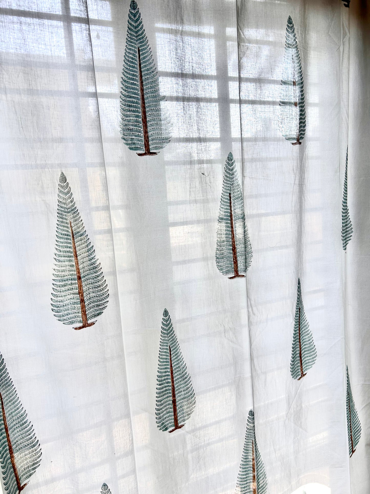 Green Conifer Printed Sheer Curtains