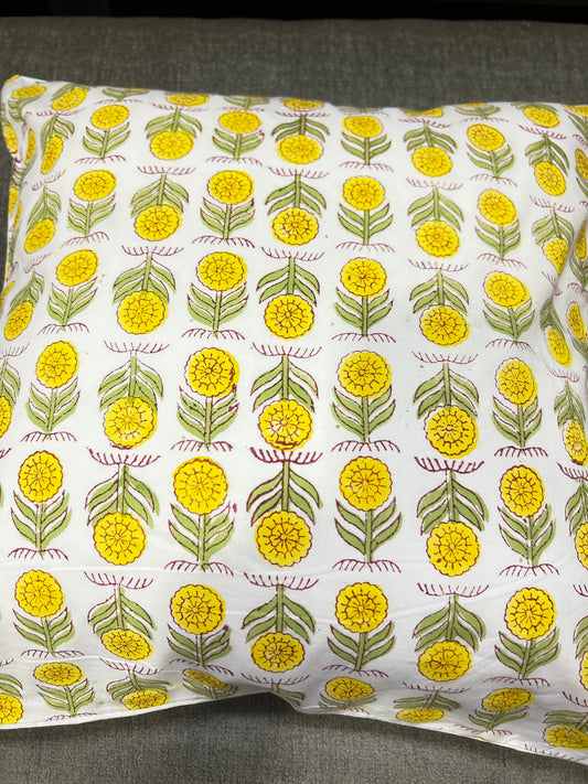 Yellow Small Floral Cushion Cover