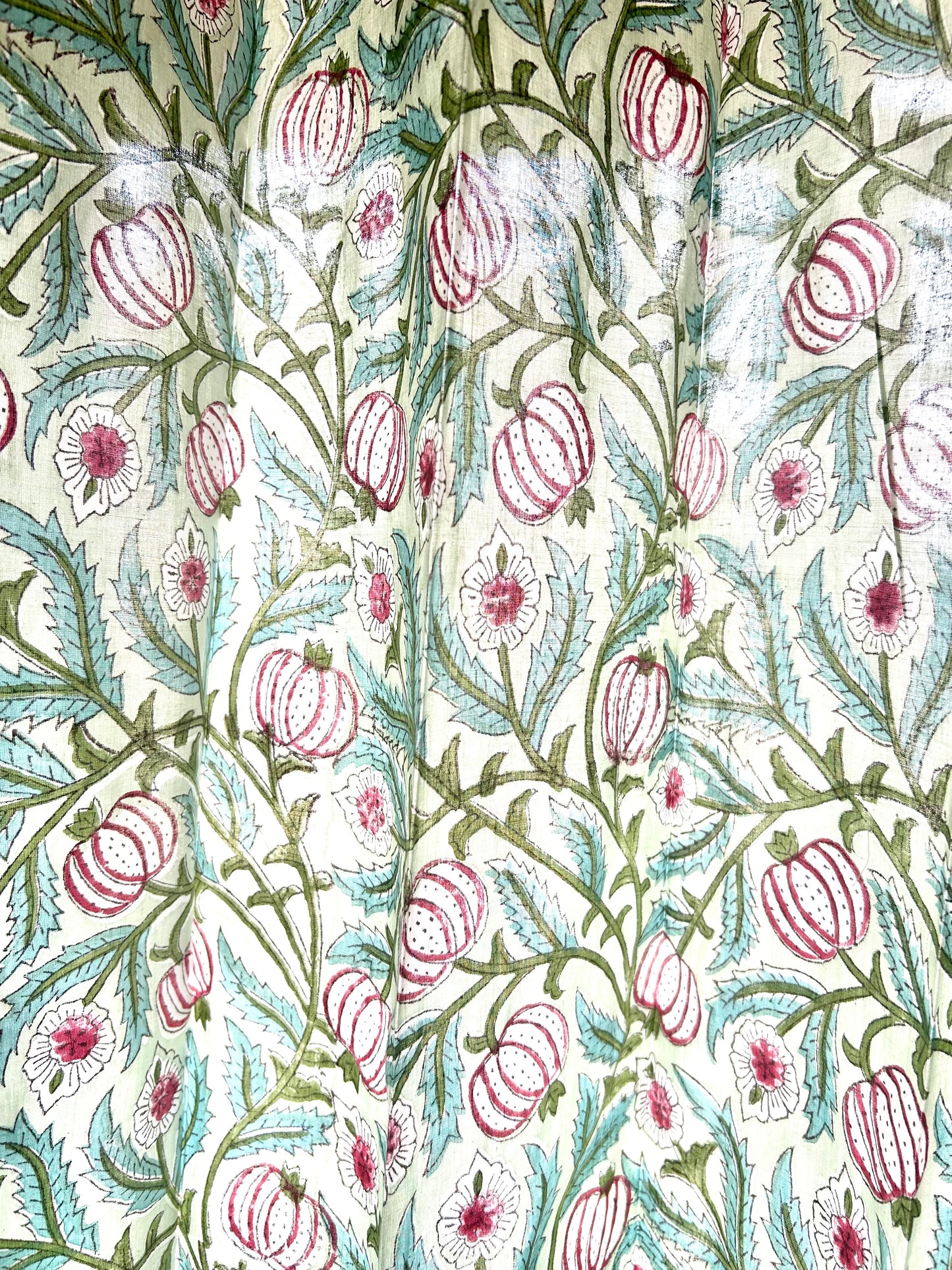 Pomogranate Vines Block Printed Sheer Curtains