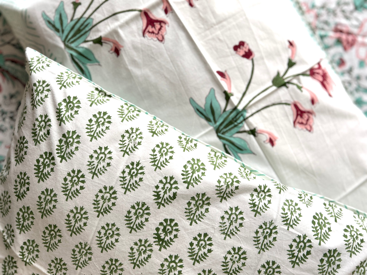 Songbird Block Printed Cotton Bedsheet(108x108)