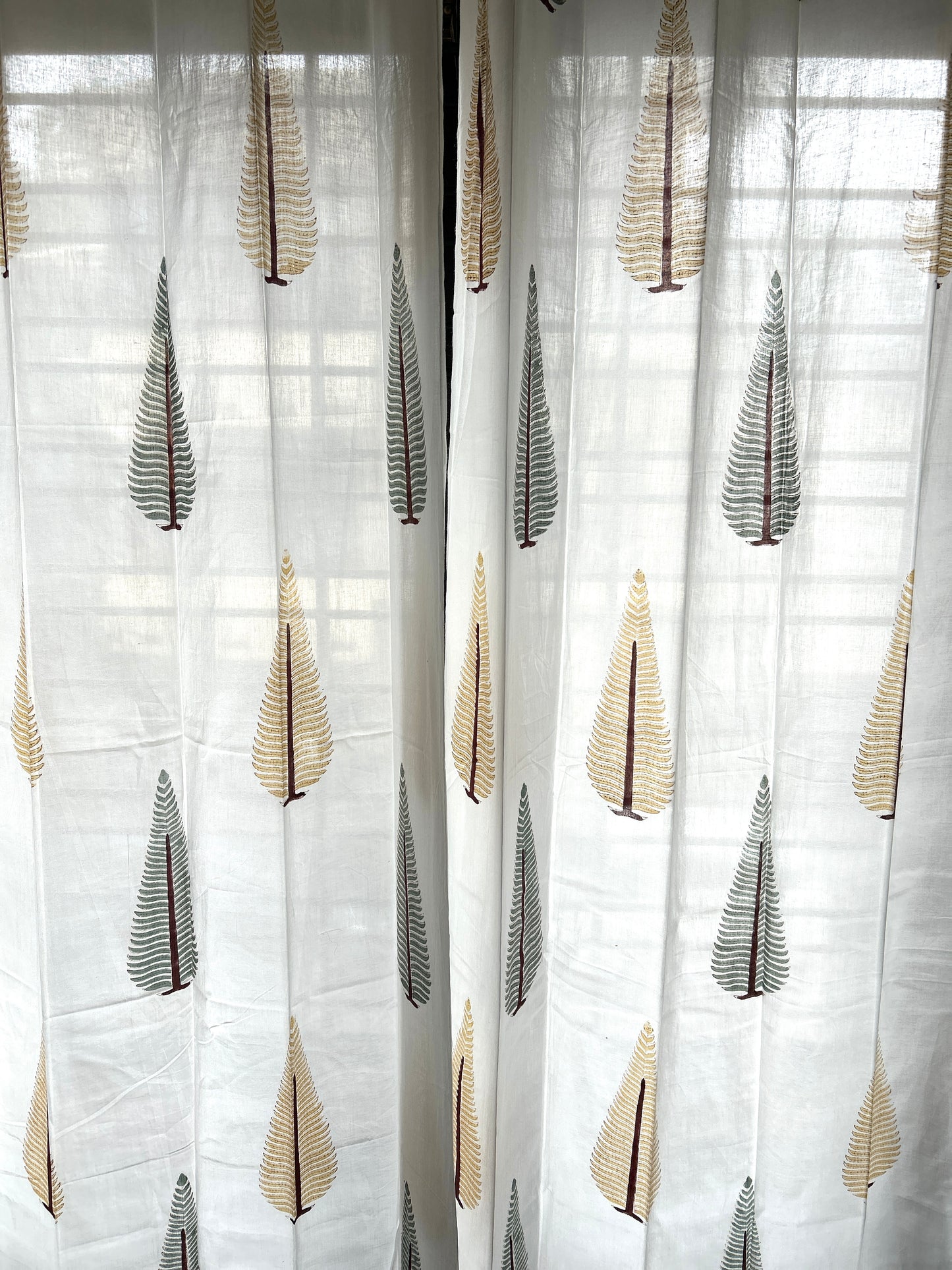 Twin Conifers Block Printed Sheer Curtains