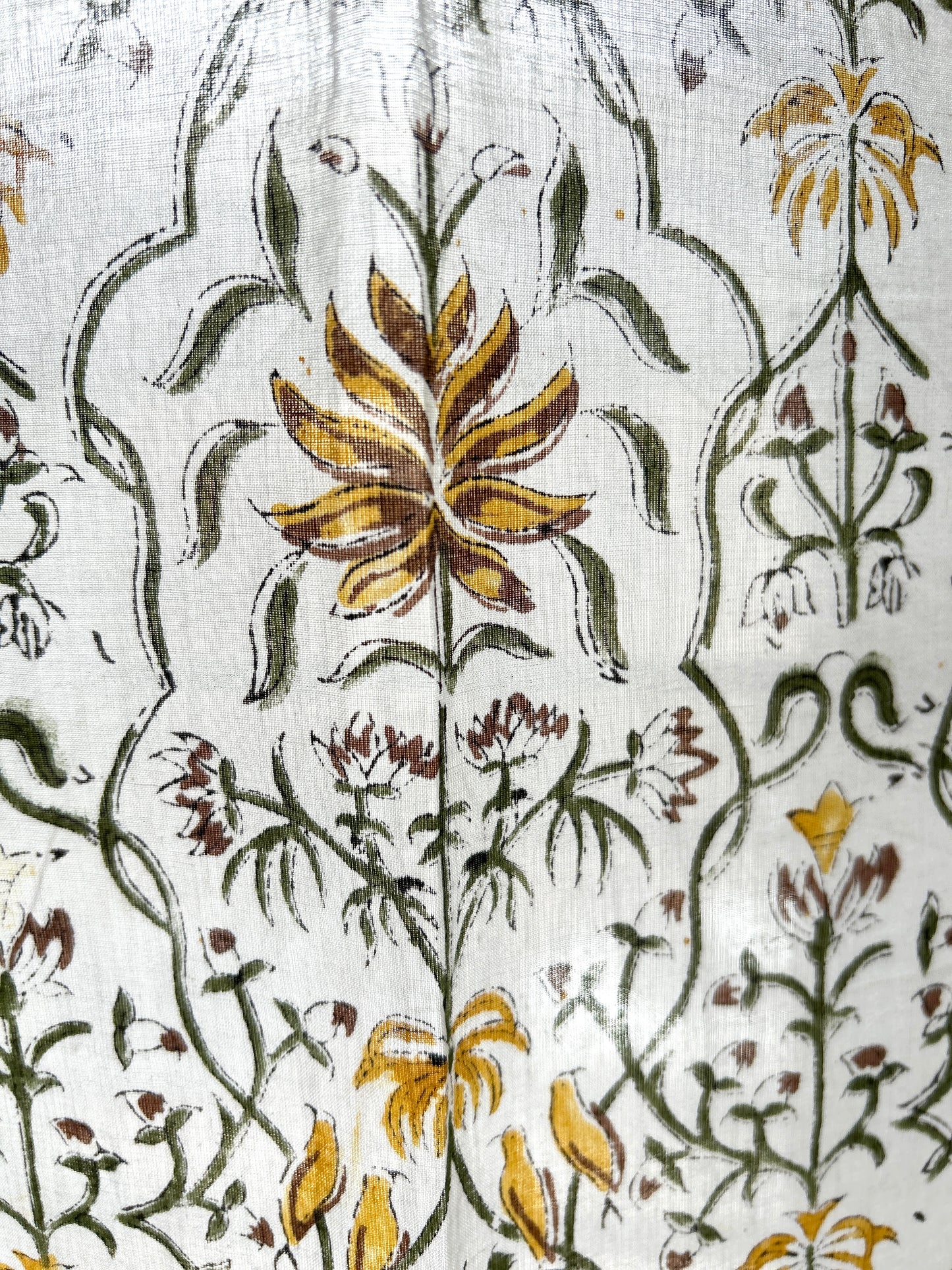 Yellow Trellis Block Printed Sheer Curtains