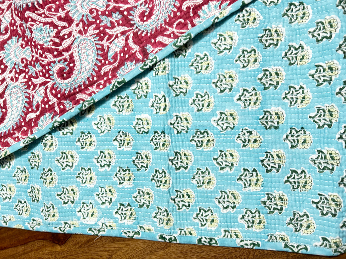 Red Paisley Block Print Table Runner