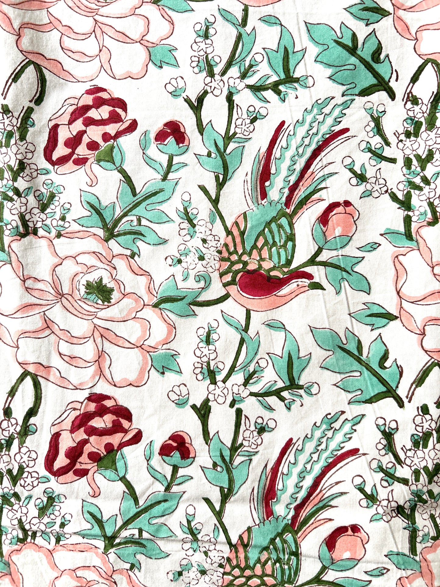 Songbird Block Printed Cotton Bedsheet(108x108)