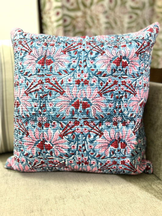 Chanchala Block Print Quilted Cushion Cover