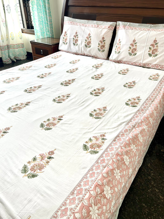 Purnima Block Printed Cotton Bedsheet(90x108)