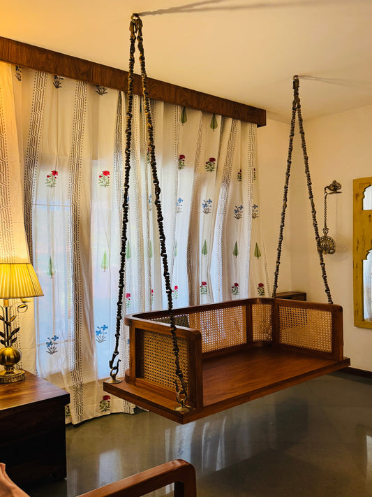 Floral Lines Block Printed Sheer Curtains