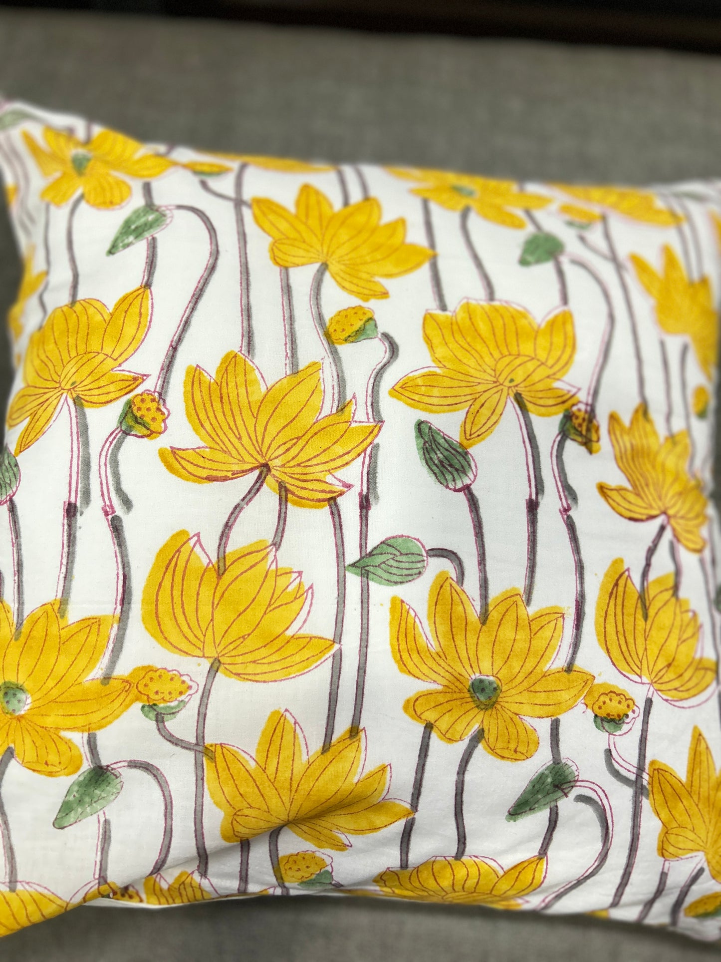 Yellow Big Floral Cushion Cover