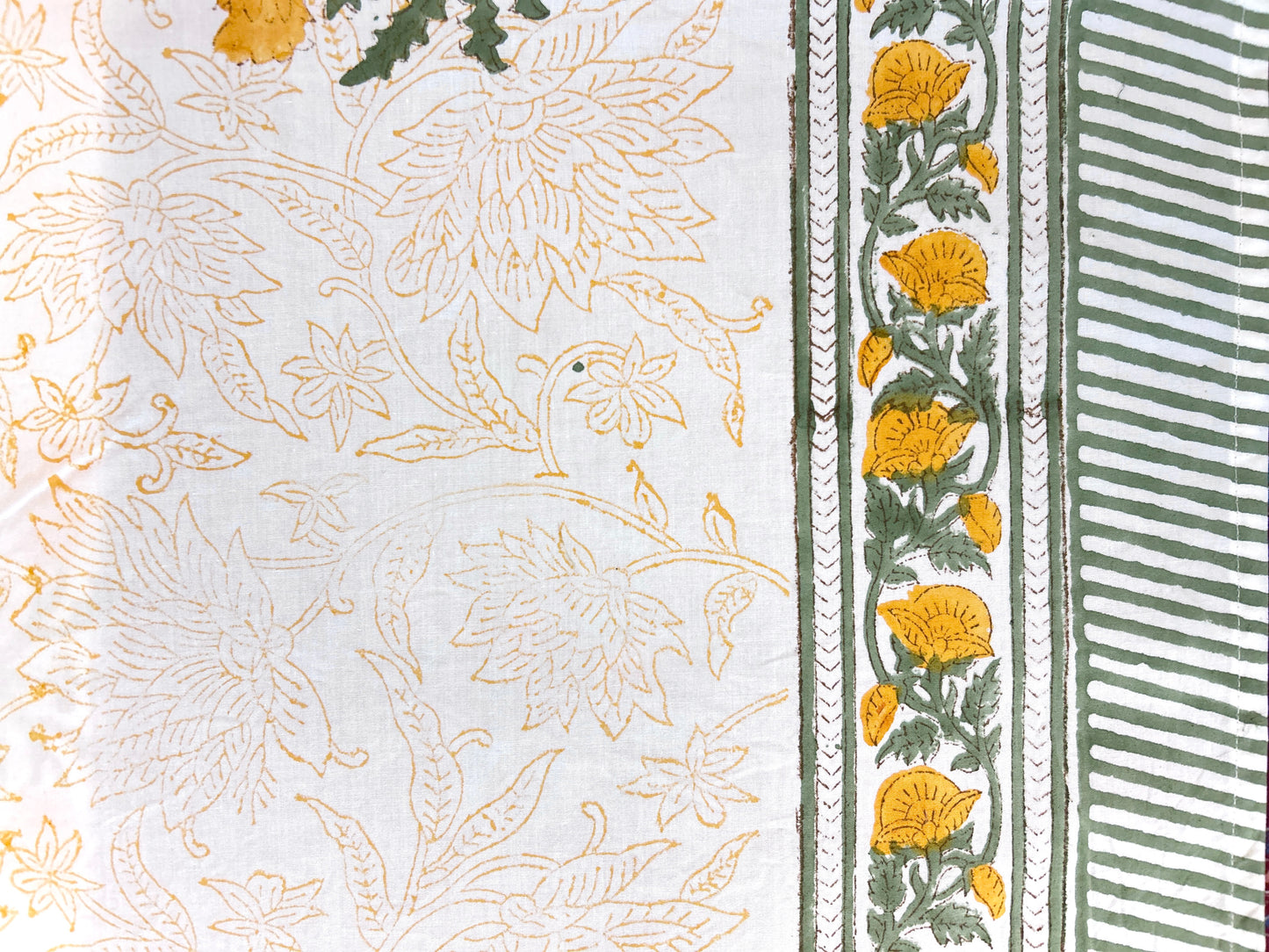 Yellow Marigold Block Printed Cotton Bedsheet(108x108)