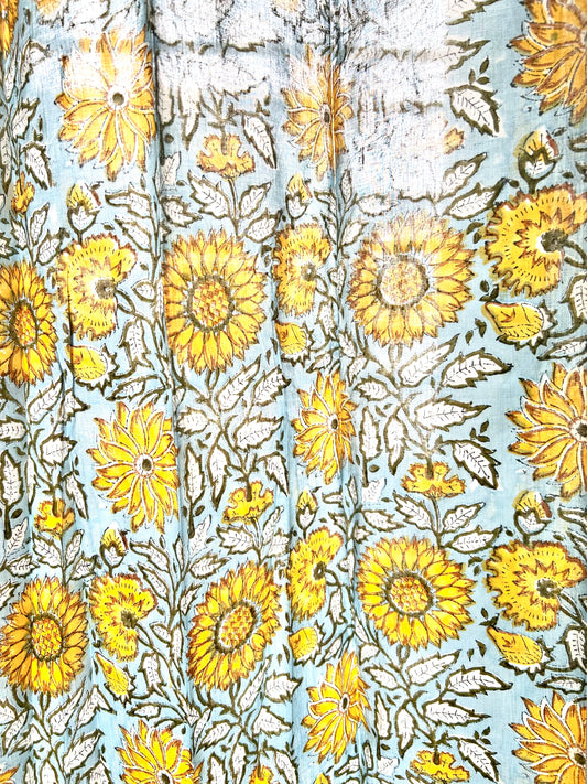 Sunflower Block Printed Sheer Curtains