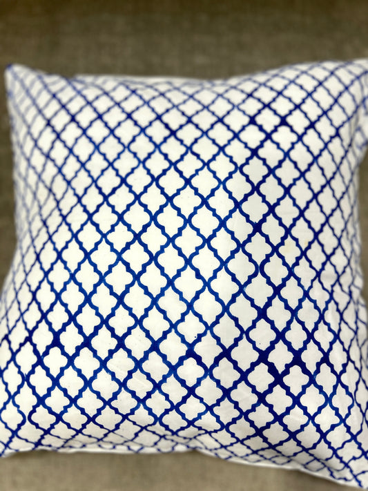 Blue Moroccan Print Cushion Cover