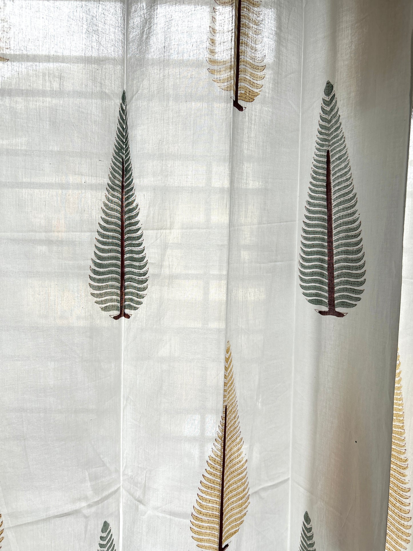 Twin Conifers Block Printed Sheer Curtains