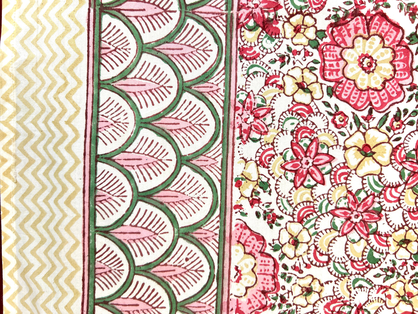 Pink floral Block Printed Cotton Bedsheet(90x108)