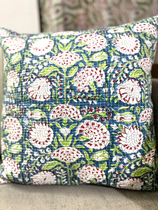 Neela Block Print Quilted Cushion Cover