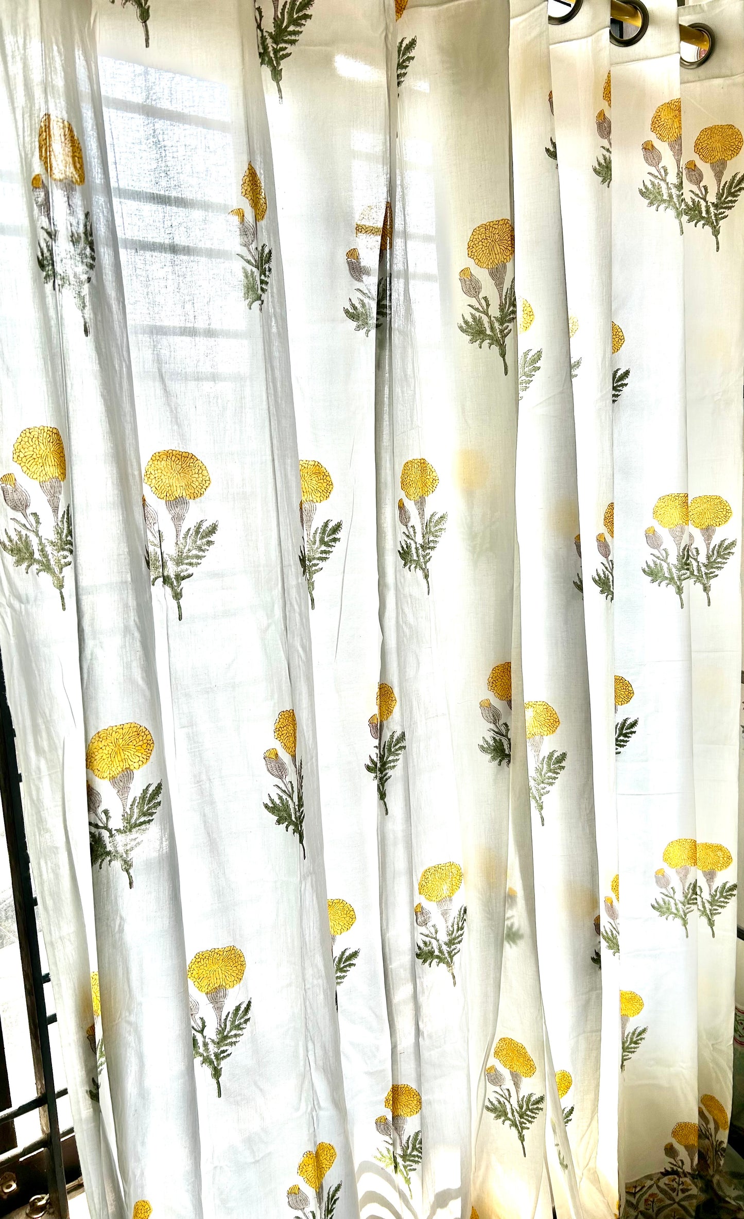 Genda Phool Block Printed Curtain