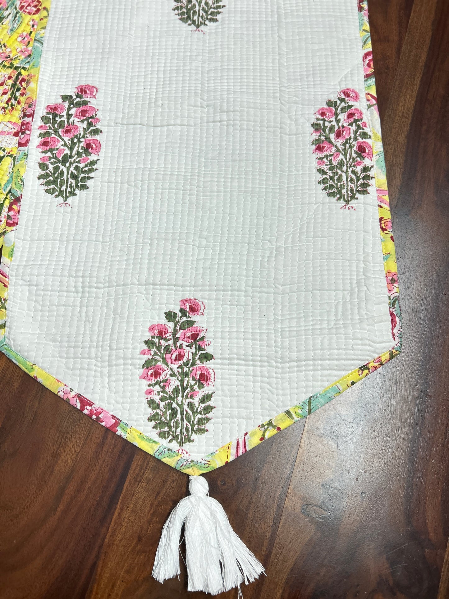 Yellow Bird Block Print Table Runner