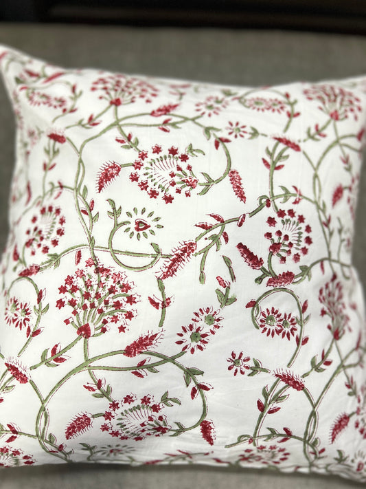 Red Tiny Floral Cushion Cover