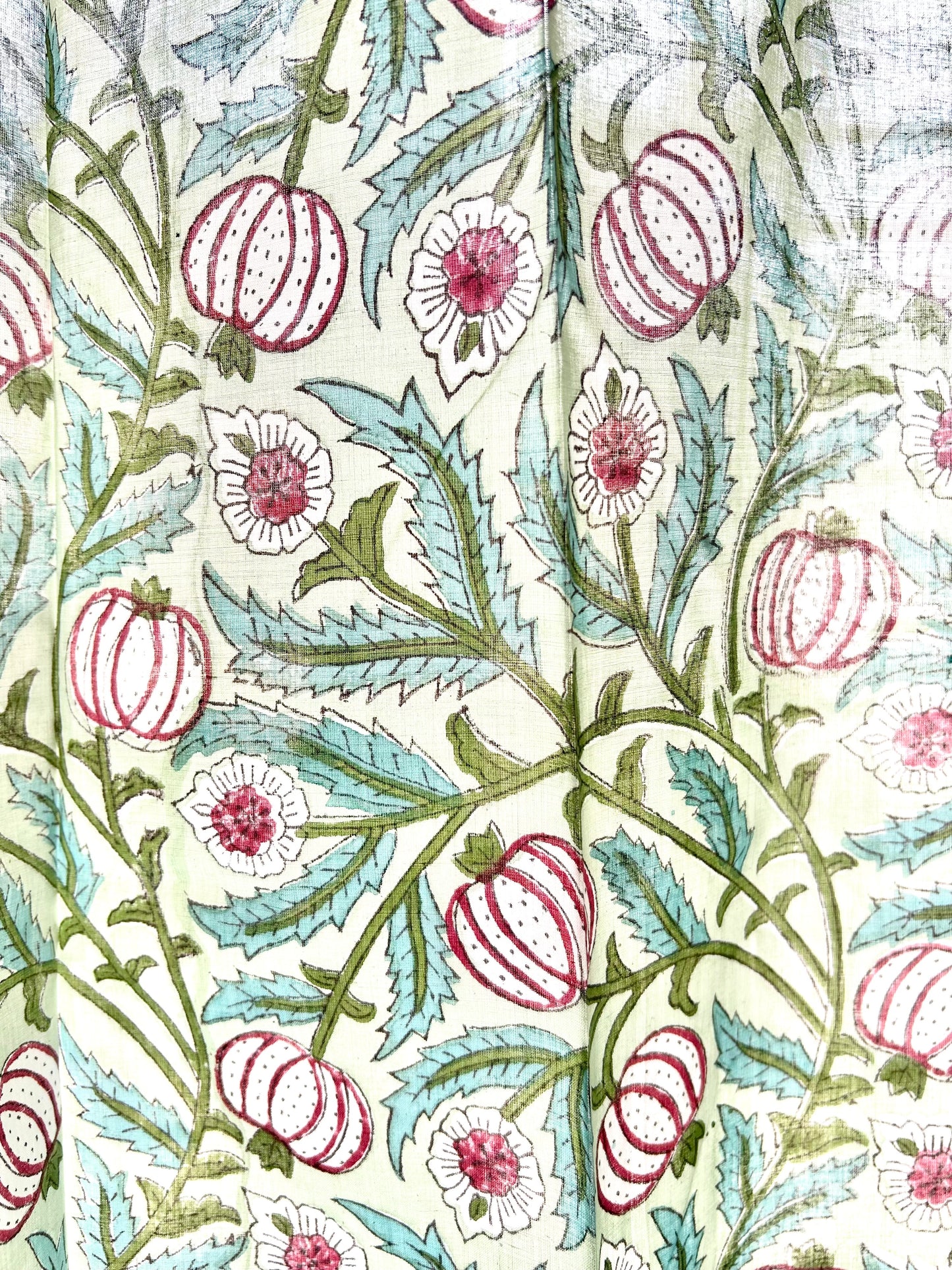 Pomogranate Vines Block Printed Sheer Curtains