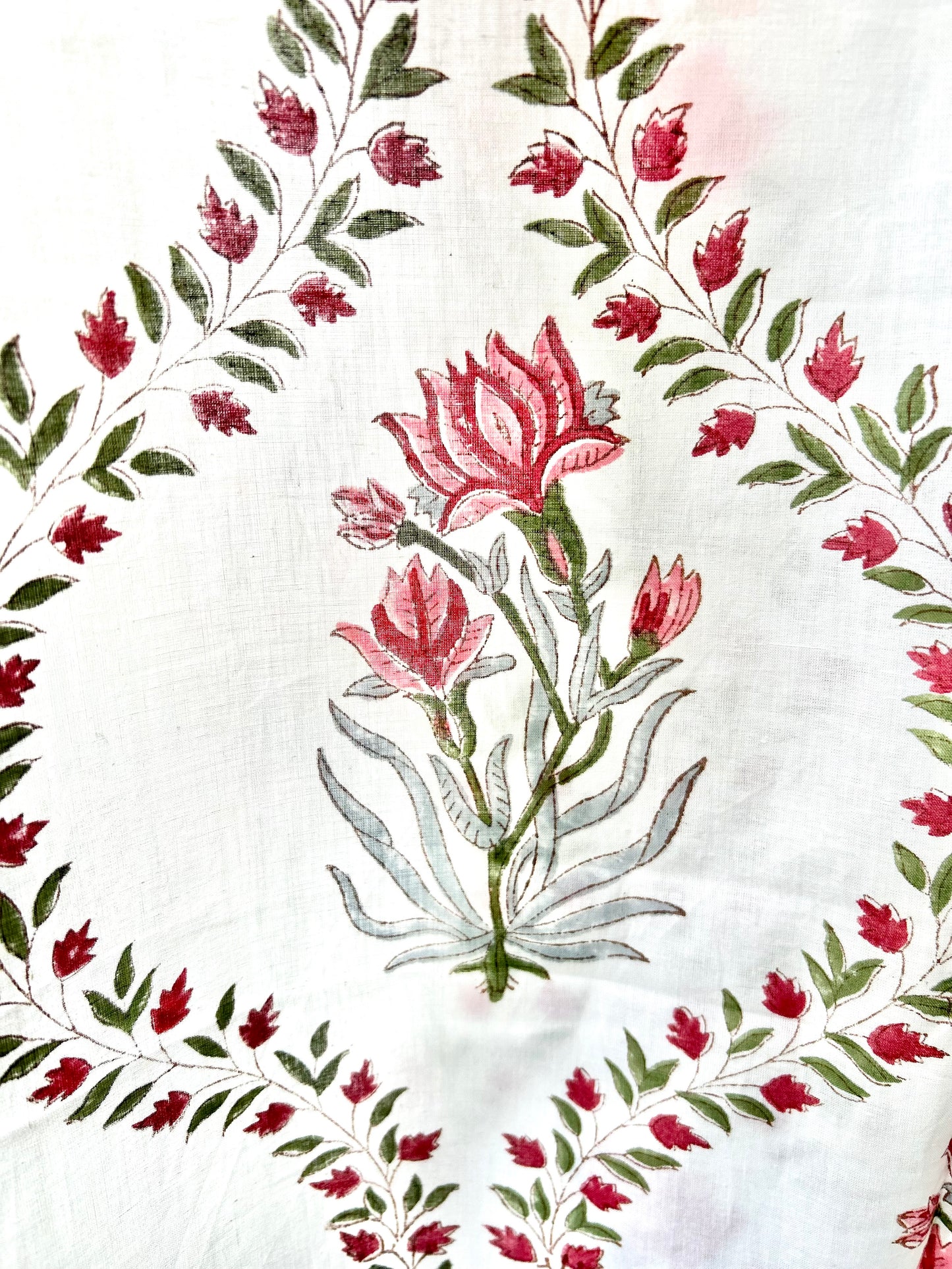 Lily in vines Block Printed Curtain