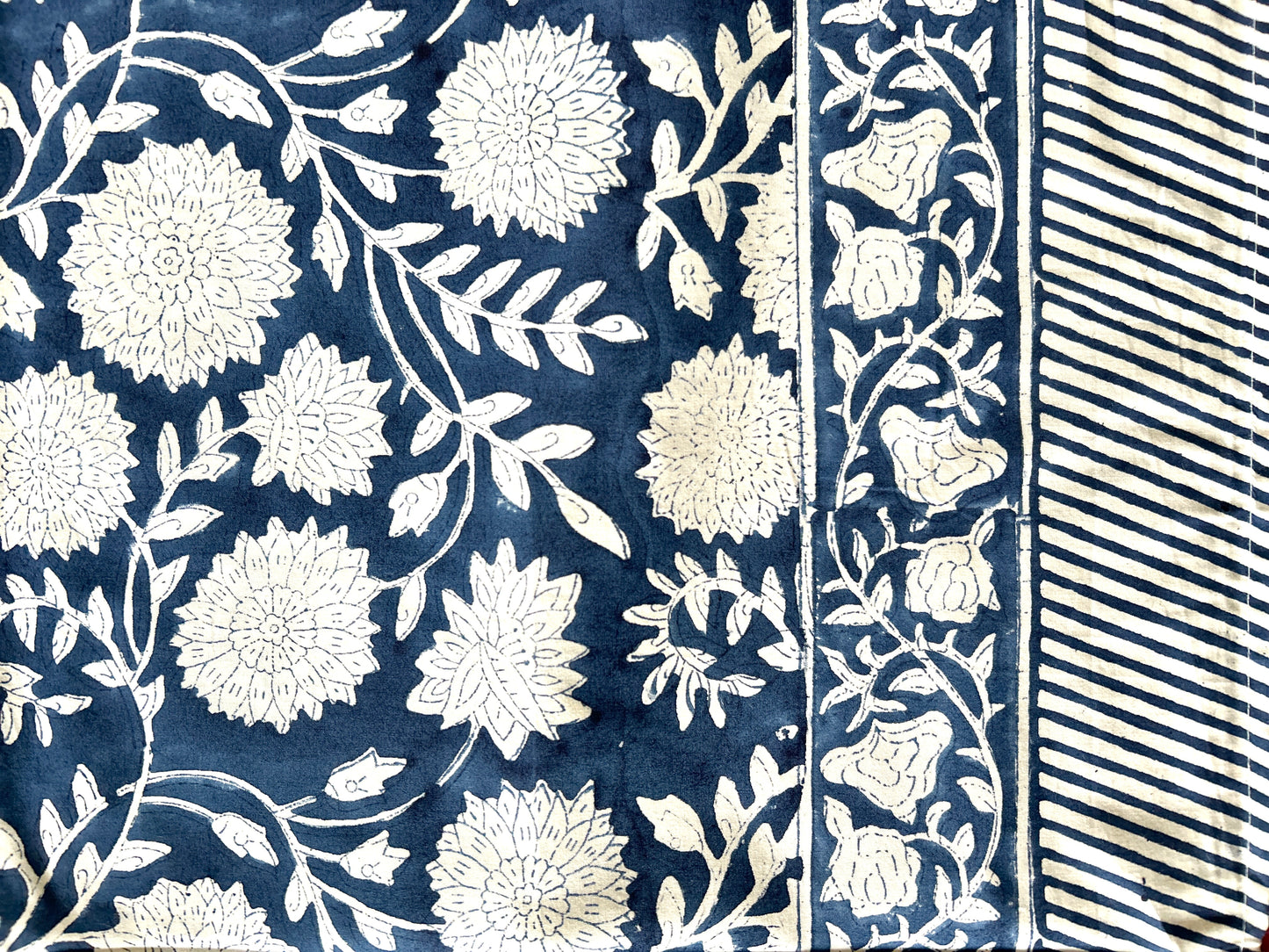 Navy Blue Block Printed Cotton Bedsheet(108x108)