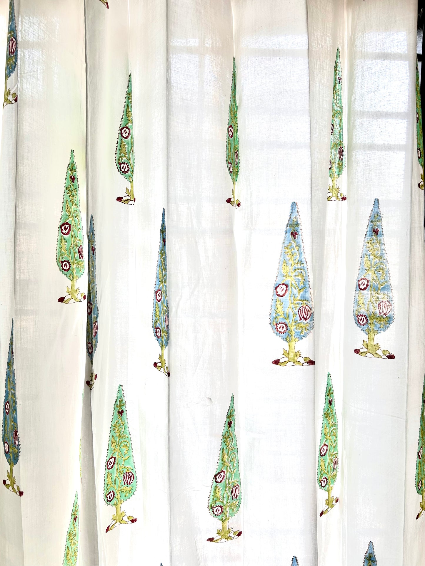 Conifers Block Printed Sheer Curtains