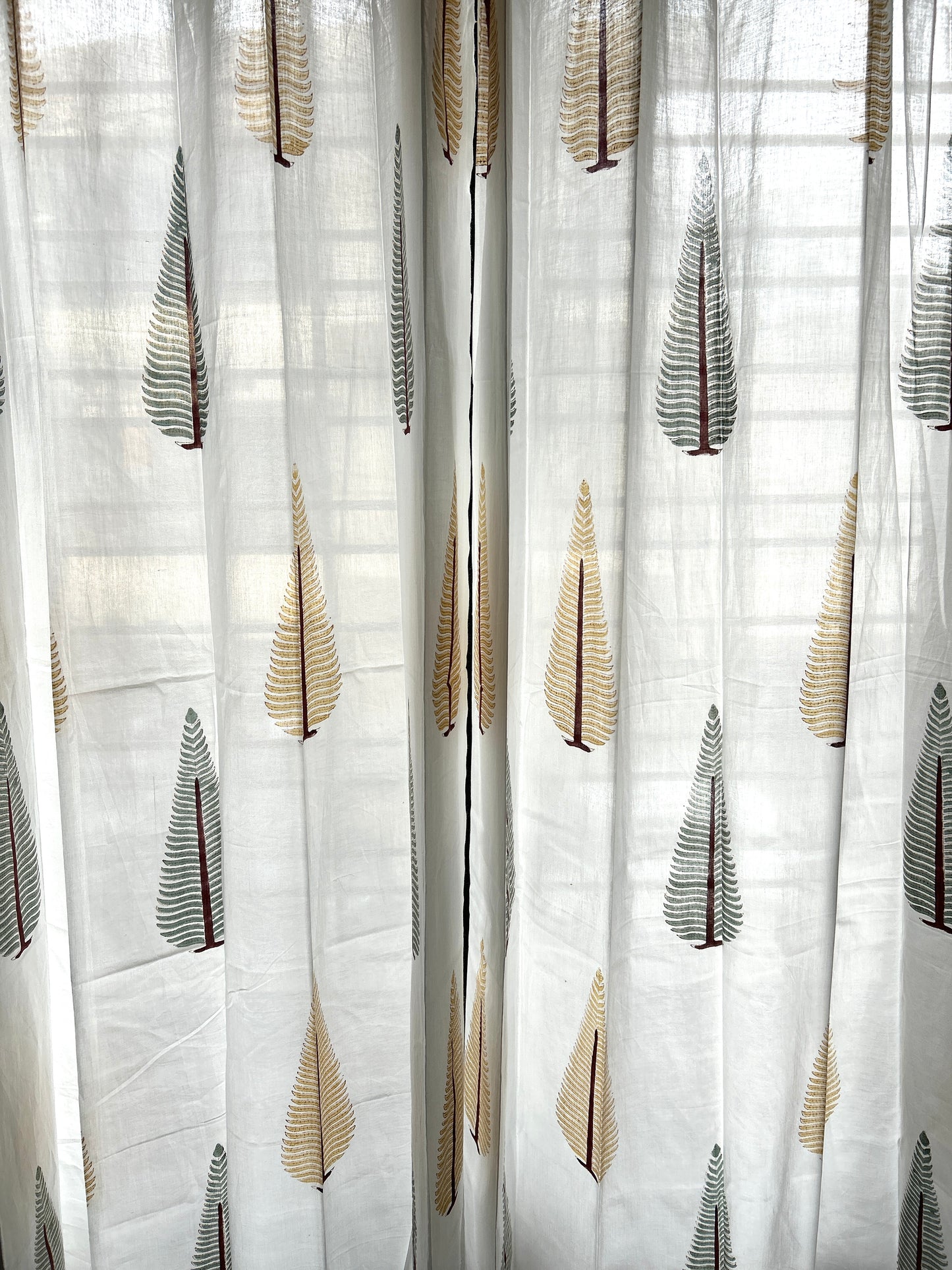 Twin Conifers Block Printed Sheer Curtains