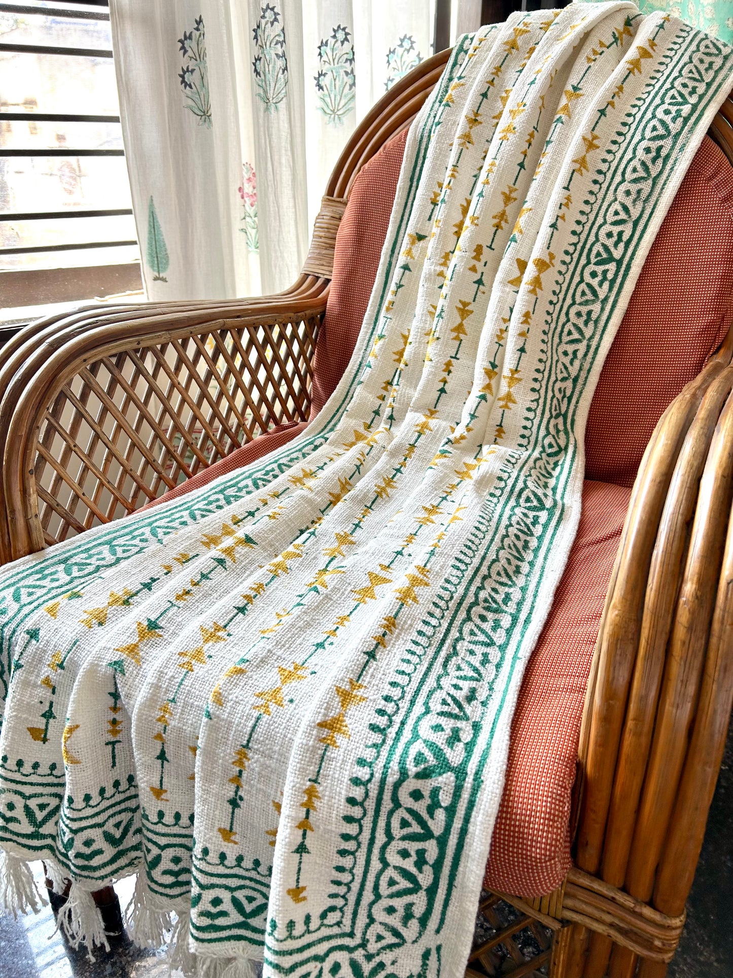 Tara Block Print Throw Blanket