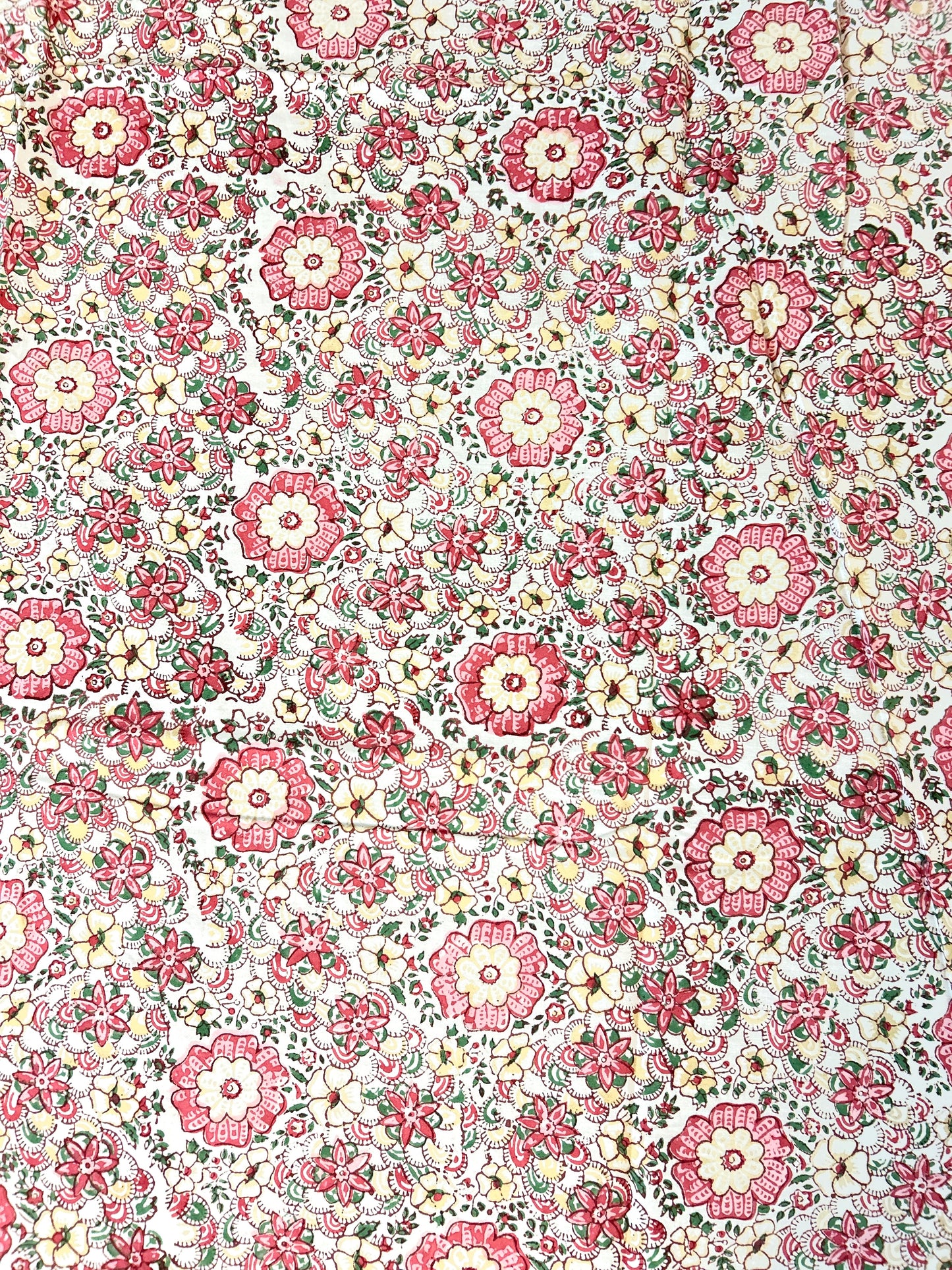 Pink floral Block Printed Cotton Bedsheet(90x108)