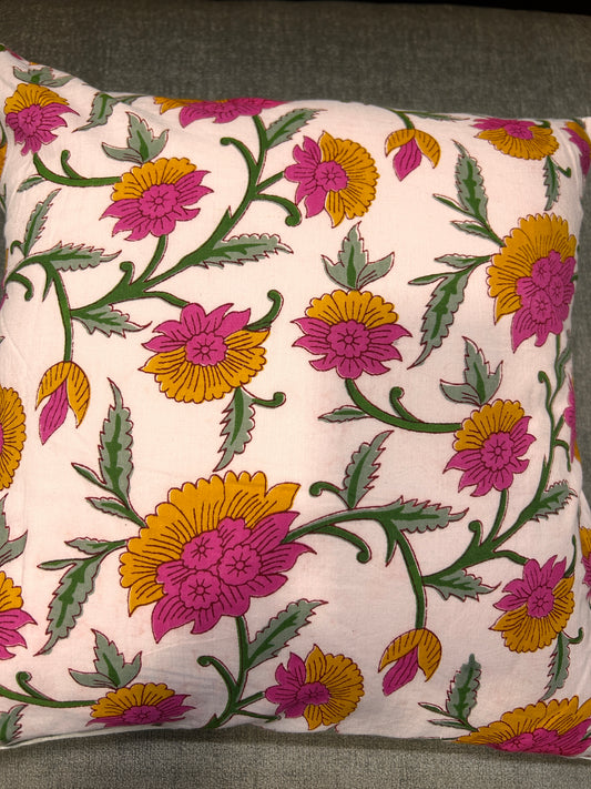 Orange Floral Cushion Cover