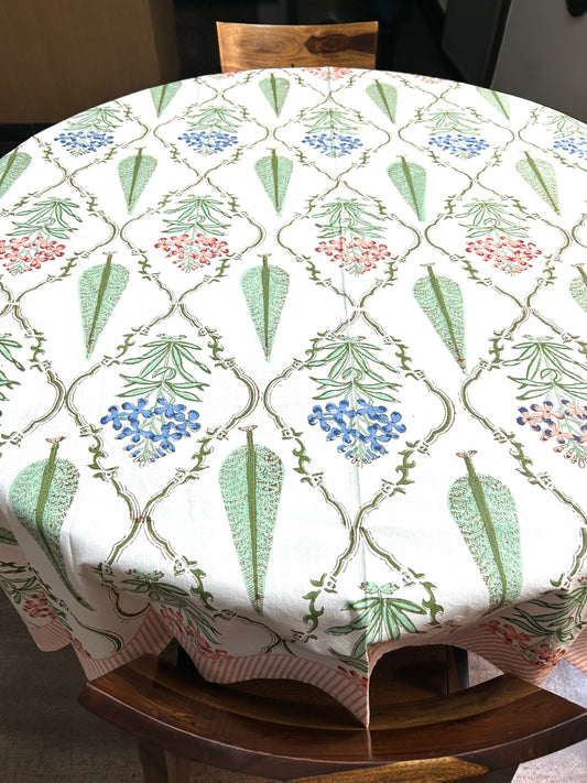 Kira Block Print Table Cover - 4 Seater