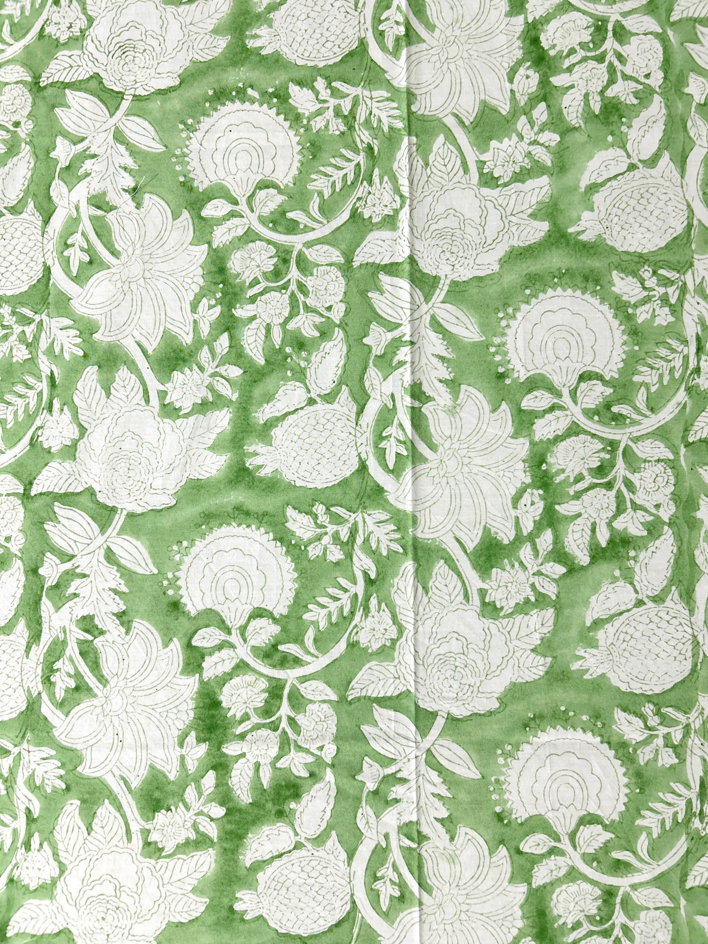 Pastel Green Block Printed Cotton Bedsheet(108x108)