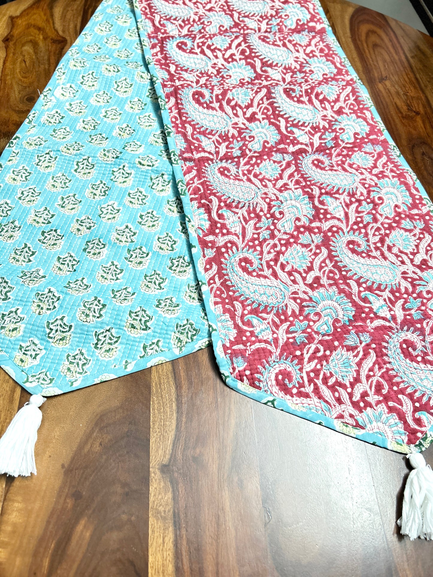 Red Paisley Block Print Table Runner