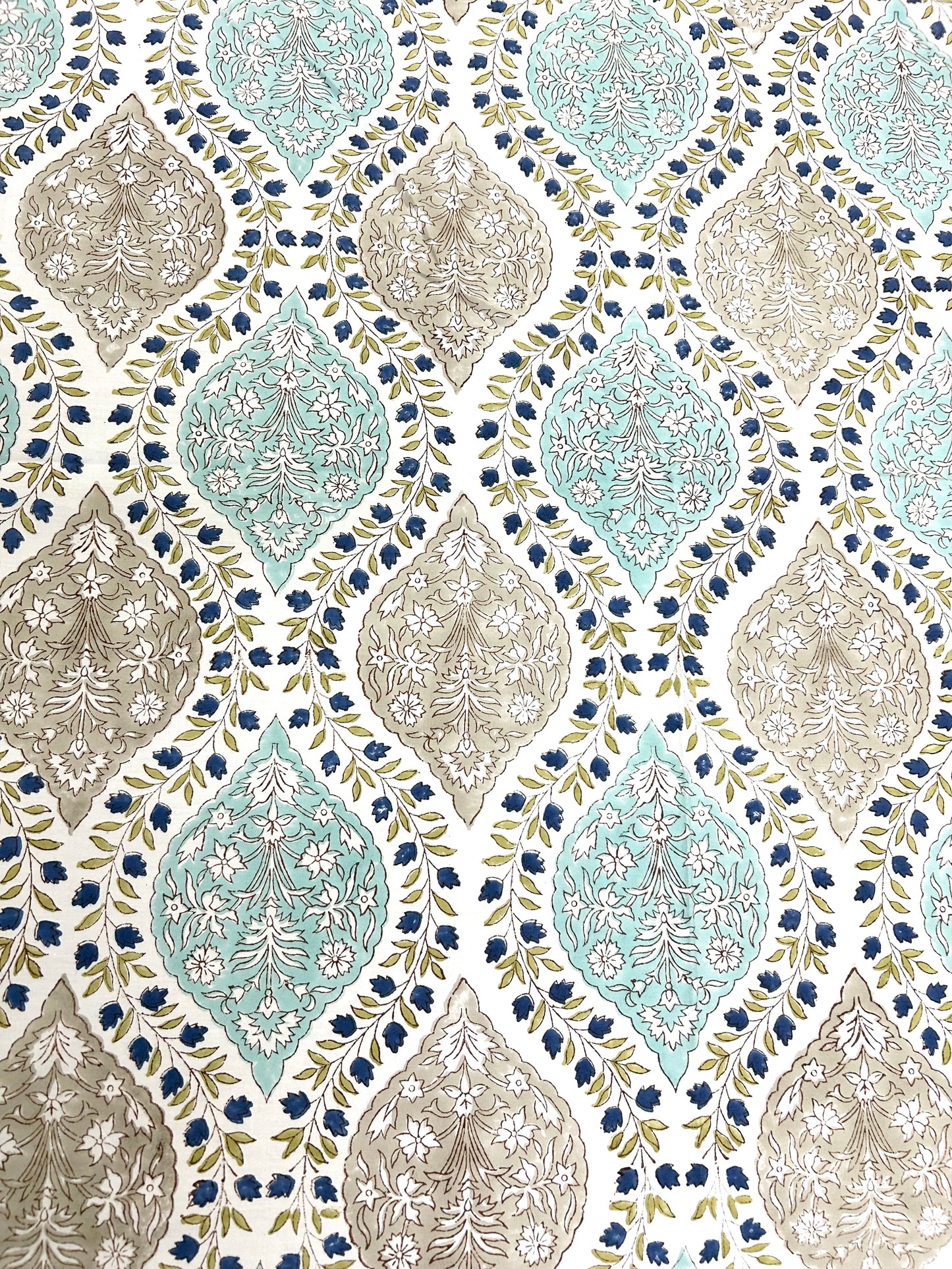 Tarang Block Print Beige Cotton Bedsheet(90x108)
