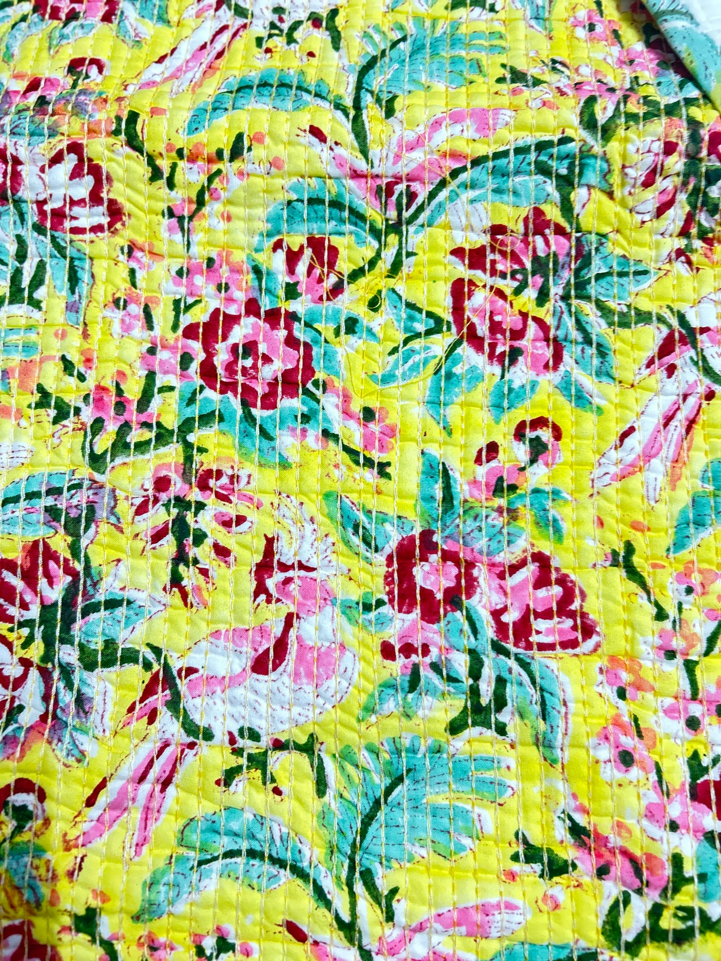 Yellow Bird Block Print Table Runner