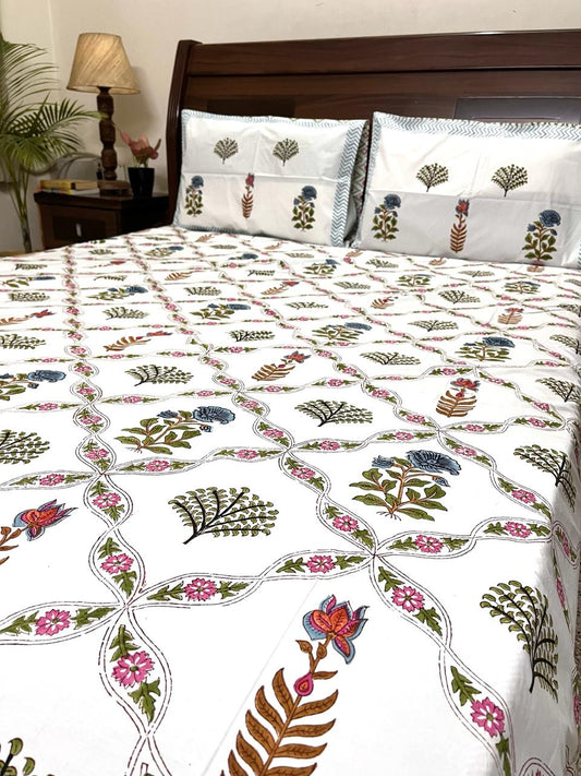 Asmita Block Printed Cotton Bedsheet(90x108)