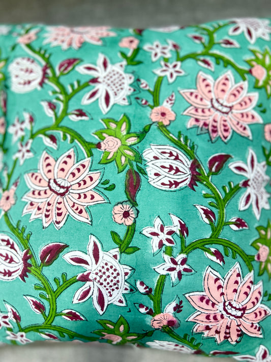 Green Floral Cushion Cover