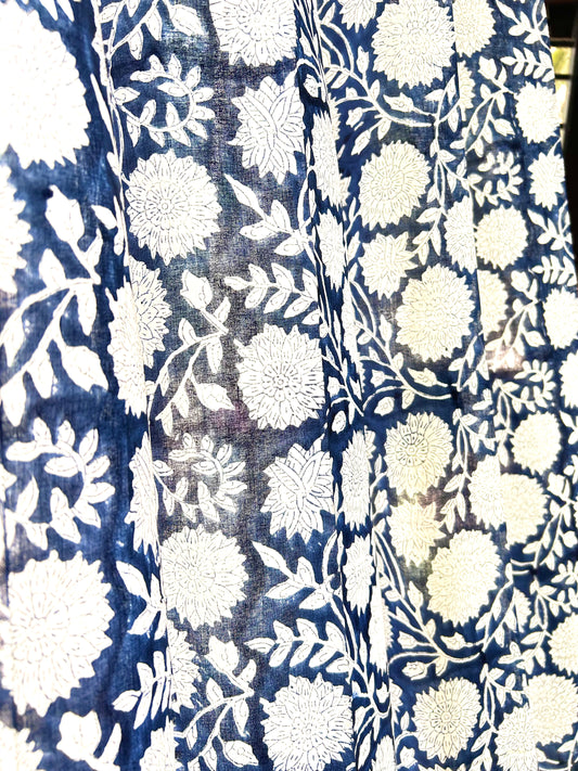 Aranya Block Printed Sheer Curtains - 7 FEET