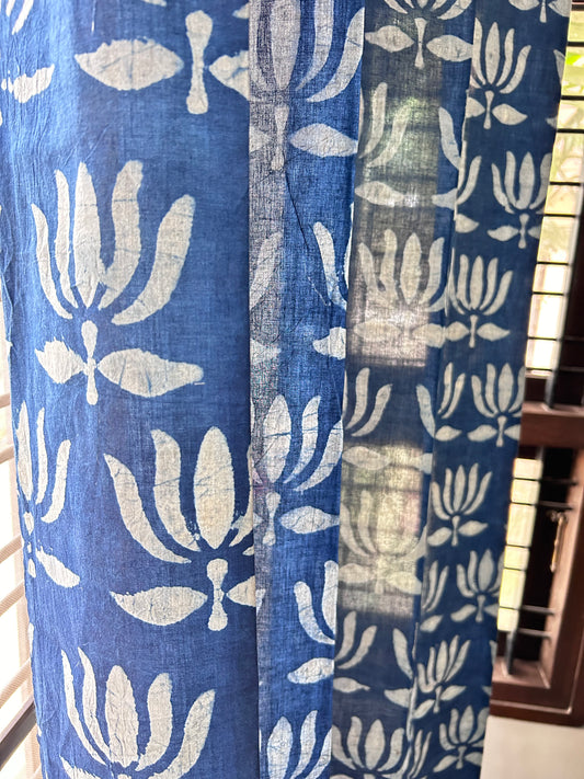 Blue Padma Batik Printed Sheer Curtains