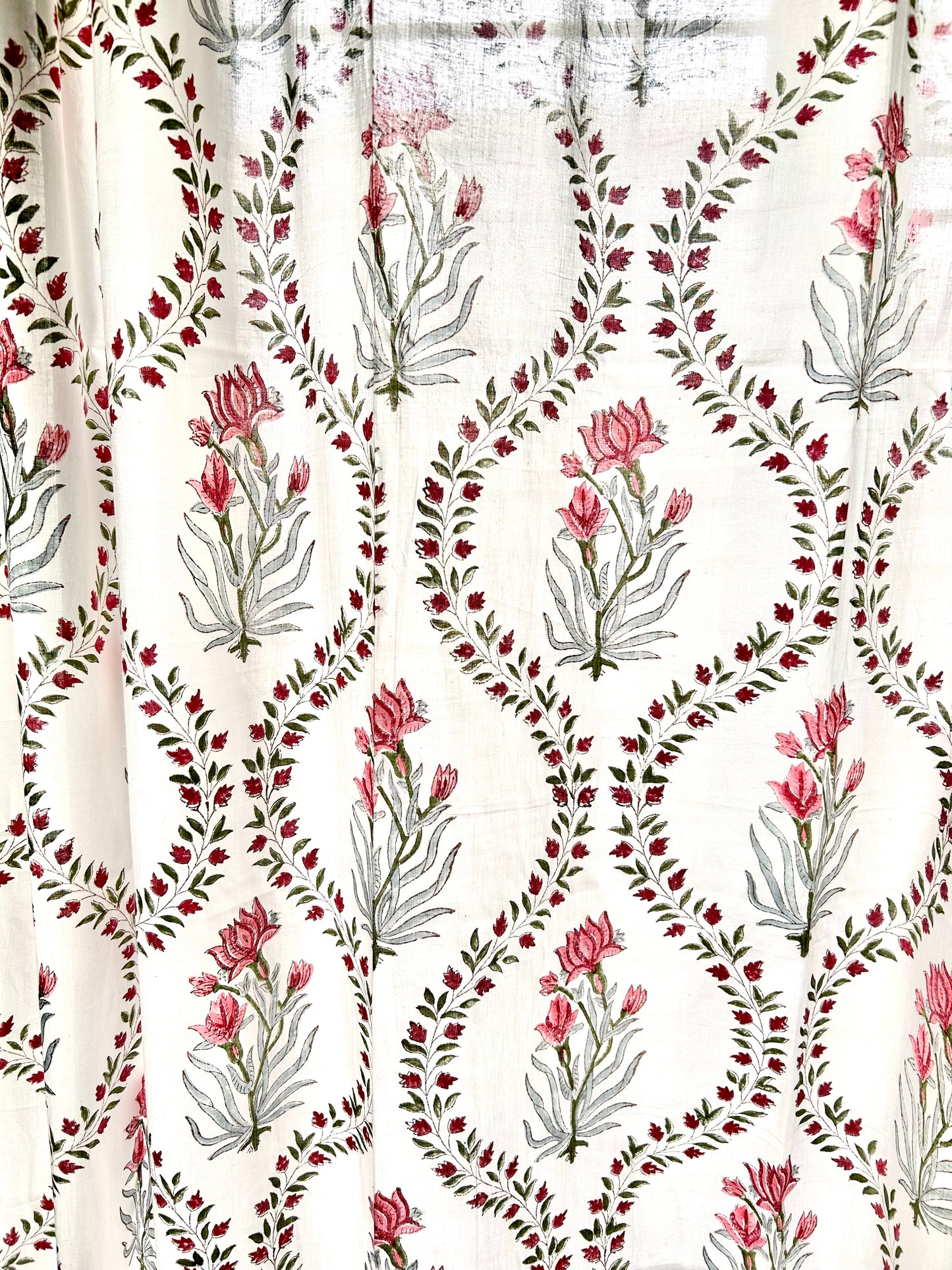 Red Vines Block Printed Sheer Curtains